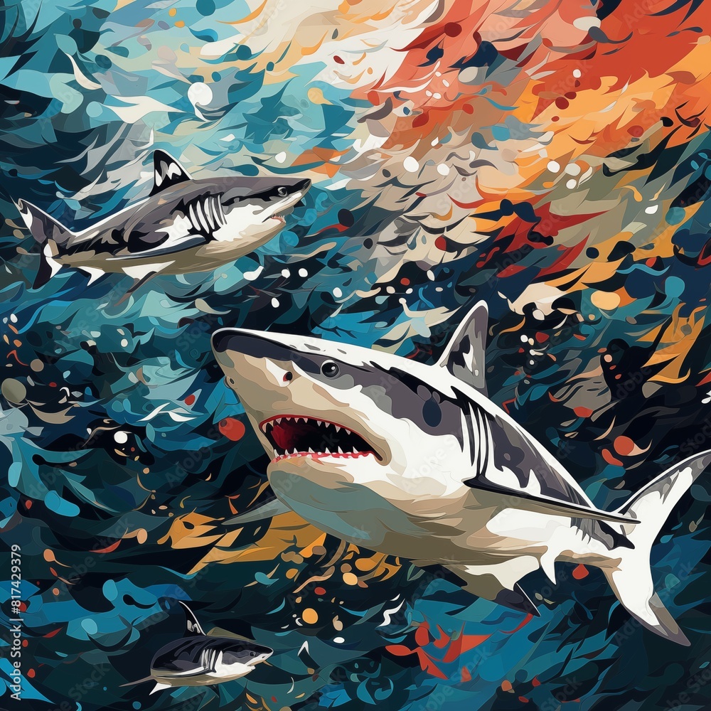 Wall mural Shark camo - Wall murals
