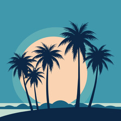 Palm trees on a light blue background