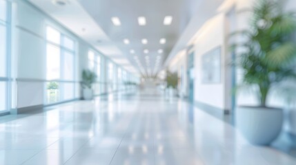 BLURRED MEDICAL BACKGROUND, MODERN HOSPITAL HALL, LIGHT INTERIOR