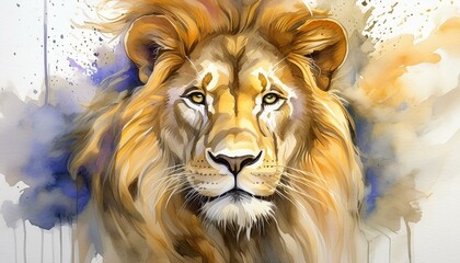 golden lion watercolor drawing, illustration for t shirtgolden lion watercolor drawing, illustration for t shirt