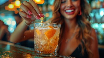 girls out in a cocktail bar having fun