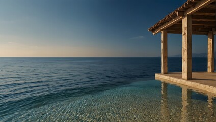 A place where the sky and sea blend seamlessly into shades of azure ai_generated