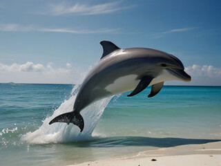 Fototapeta premium Dolphin jumping from the sea surface