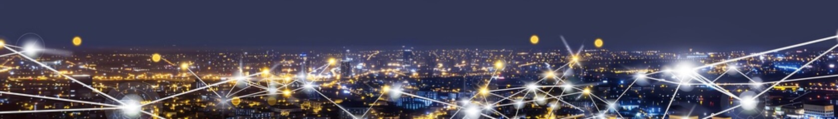Fototapeta premium An abstract depiction of a smart city lighting network