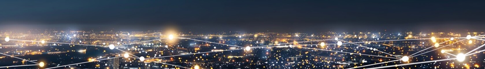 Naklejka premium An abstract depiction of a smart city lighting network