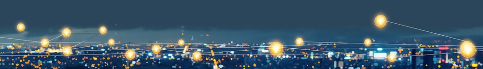 Fototapeta premium An elongated digital artwork showing an urban smart lighting network