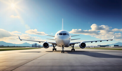 Obraz premium Exploring Modern Air Travel: Dynamics of Commercial Jet Aviation at Airport Runways