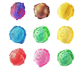 Ice cream scoop on waffle cone, transparent background, png.