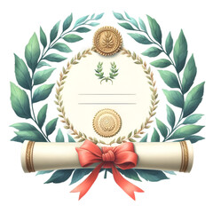laurel wreath with ribbon