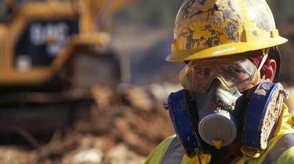 A landfill worker wearing protective gear while performing maintenance on a ane well.