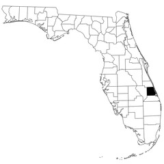 Map of St Lucie County in Florida state on white background. single County map highlighted by black colour on Florida map. UNITED STATES, US