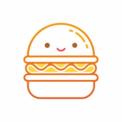 Burger with a simple line drawing of a smiling face