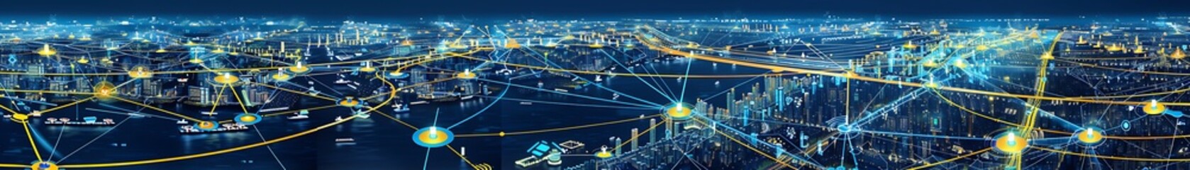 Obraz premium A panoramic illustration of a smart city infrastructure