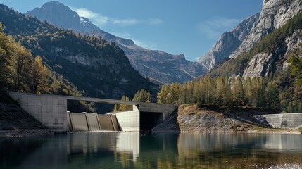 The integration of modern technology with the natural landscape a harmonious coexistence at the mountain hydroelectric facility.