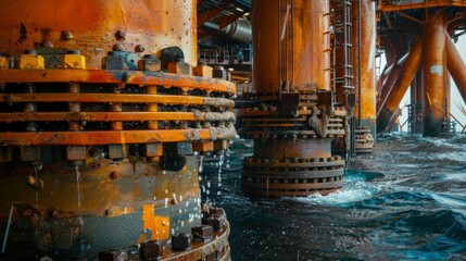 A gigantic mooring system anchors the rig to the ocean floor ensuring its stability in rough weather.