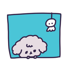 てるてる坊主とかわいいトイプードルの子犬のイラスト