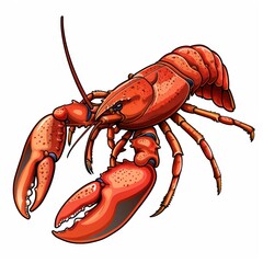 lobster illustration with dark drawing lines, smooth gradient details isolated on a white background 
