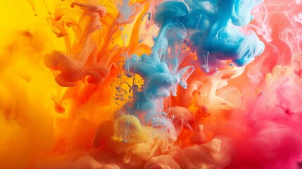 Acrylic colors and ink in water. Abstract background.