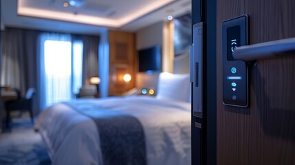 Smart Hospitality: Hotel Room Entrance with Smart Door Lock and Integrated Technology