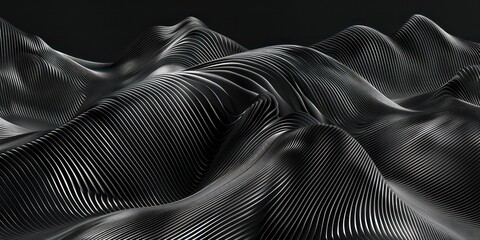 abstract wallpaper black and white with modern look, with waves, lines and nice contrasting light
