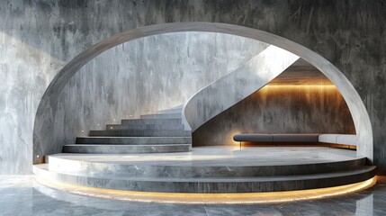 Modern, sleek sport podium with a minimalist design and smooth textures