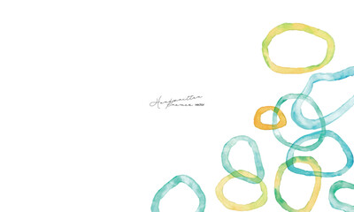 水彩画。水彩タッチの夏の幾何学模様ベクターフレーム。涼しげな夏の抽象イメージ。夏の水彩フレーム。Watercolor. Summer geometric vector frame with watercolor touch. Cool summer abstract image. Summer watercolor frame.