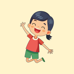 Cartoon kids Play Jump smile School Girl Boy different Characters and expressions