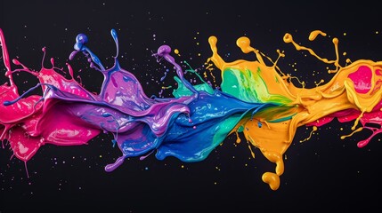 Multi Colored Paint Splashing Over Black Background