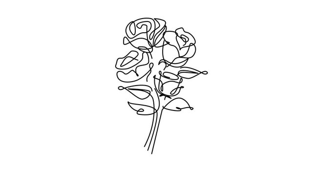 Flower drawing mono line. Continuous line icon on white background. template