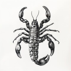 illustration of a scorpion in solid black color on a white background