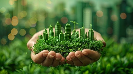 Scenes of urban greenery and sustainability, showcasing the harmonious coexistence of nature and modern architecture for an eco-friendly future