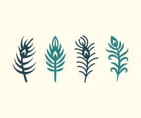 feather tribal aztec traditional modern simple flat icon design illustration collections sets