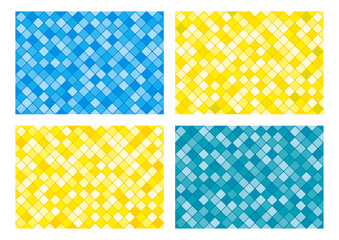 角丸の菱形でできた夏っぽいシームレスパターンのイラストセット　地模様　背景