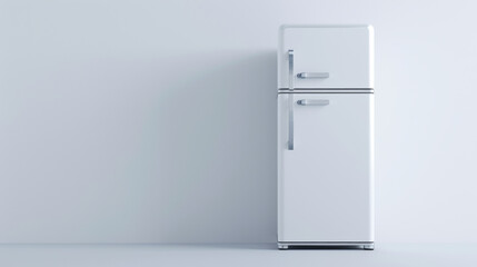 A clean, modern white refrigerator standing against a plain light background, epitomizing simplicity and modernity.