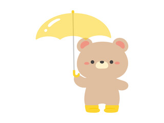 傘をさすクマ、梅雨のイメージのベクターイラスト素材