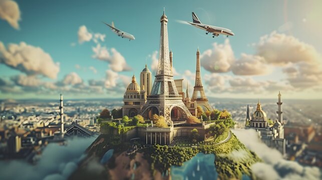 Travel the world monument concept