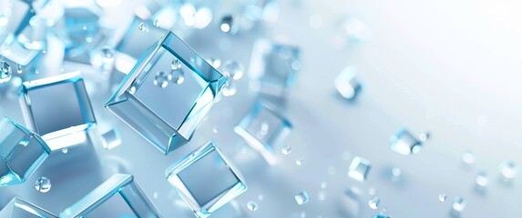 Abstract Technology Background with Blue Geometric Shapes and Copy Space in Minimalist Design