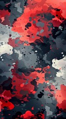 Abstract black, white, gray, and red texture with pixels and grunge.