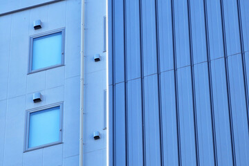 Close up Minimal Building Blue Background.