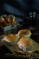 muffins on a tray suitable for breakfast