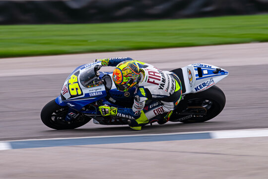 Indianapolis Motor Speedway 9-13-2008 Idianapolis, IN USA.. Valentino Rossi on the Yamaha YZR-M1 rounding turn 6 at the 2008 Indianapolis Moto GP