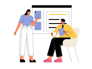 Business presentation. Meeting and presentation vector illustration