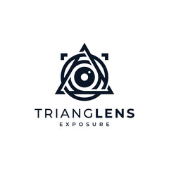 camera with lens and exposure triangle, for knowledge logo and photography basics