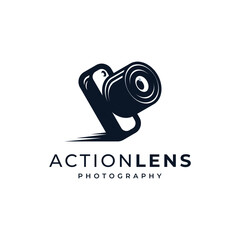 camera with moving impression for professional and movie photographer logos