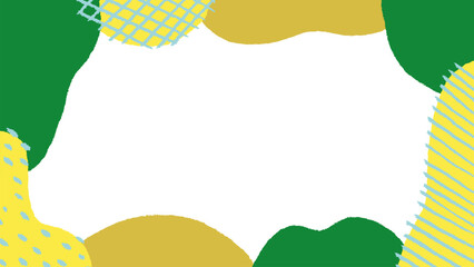 緑系のレトロモダンな手描きフレーム素材