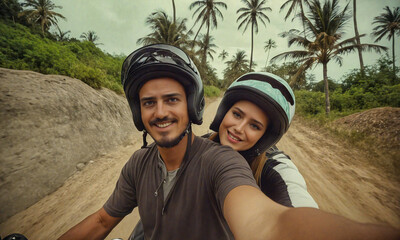 Bikers Capture a Selfie While Cruising Down a Tropical Highway