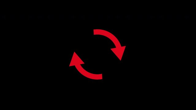 Two rotating red arrows animation motion graphics black background