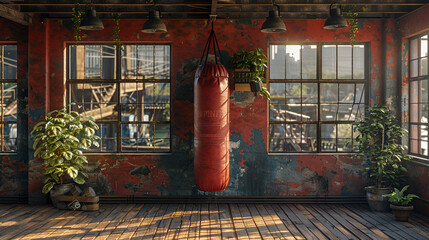 traditional thai style house,
 Boxing Gym Punching Bag Training