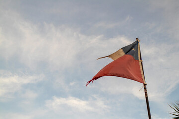chilean flag on the wind