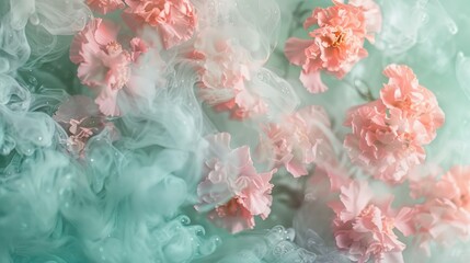 Ethereal Mint Green Mix Soft Pink Fantasy: an ethereal and enchanting, portrait-oriented backdrop in mint green mixed with soft pink
